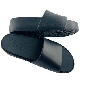 Yellow box Slides Slip On Women's size 6 Black Rubber Sandals
